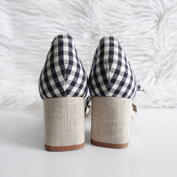 Alexandre Birman Clarita 60 Gingham Plaid Canvas Tie Open Toe Sandal Block Heels - Picture 8 of 12